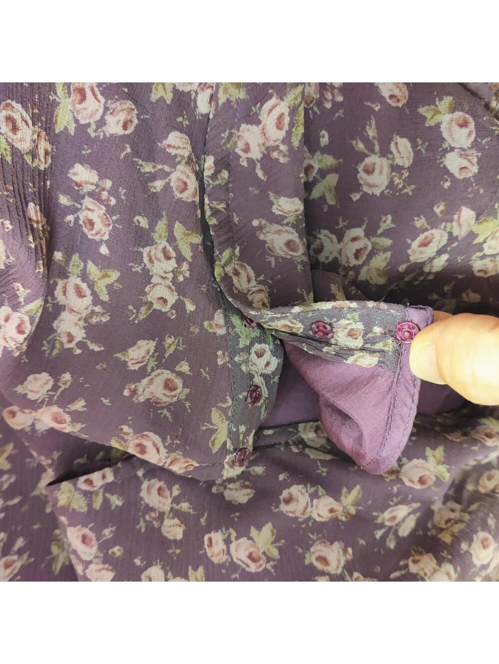 Ken Women’s Purple Floral Silk Midi Skirt Size Large - Picture 10 of 10